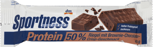 Sportness Proteinriegel 50%, Brownie Chocolate Crisp Geschmack, 45 g