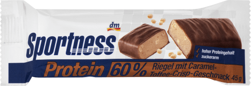 Sportness Proteinriegel 60%, Caramel Toffee Crisp Geschmack, 45 g