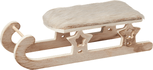 Dekorieren & Einrichten Holzschlitten mit Sternen & Fell, beige, 1 St