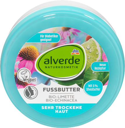 alverde NATURKOSMETIK Fußbutter Bio-Limette, Bio-Echinacea, 200 ml