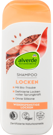 alverde NATURKOSMETIK Shampoo Locken Bio-Leinsamen, Bio-Traube, 200 ml