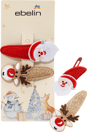 ebelin Haarclips Weihnachtsmann und Rentier, 2 St