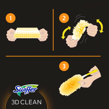 Swiffer balai attrape-poussière 3d clean recharges lingettes x14