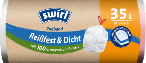 SwirlMüllbeutel 35 l Zugband mit 100 % recyceltem Plastik, 15 St