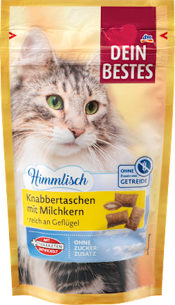 Dein Bestes Himmlisch, Katzenleckerli, Knabbertaschen mit Milchkern, 50 g