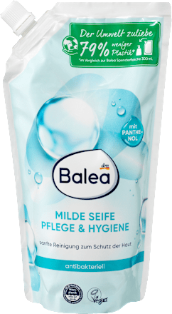 Balea Flüssigseife, milde Seife Pflege & Hygiene, antibakteriell, Nachfüllpack, 500 ml