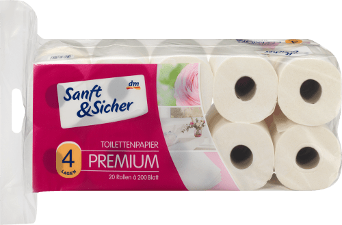 Toilettenpapier günstig Sanft&Sicher Premium dauerhaft online kaufen (20x200 St 4-lagig Blatt), 20