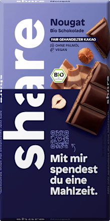 shareSchokolade, Nougat Edelbitter mit Nougatfüllung, vegan, 100 g