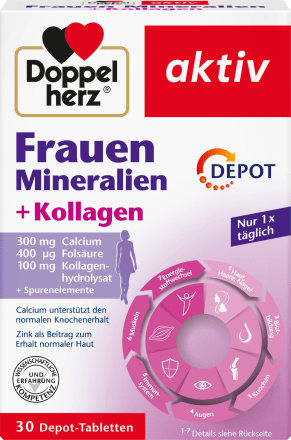 Doppelherz Frauen Mineralien + Kollagen Tabletten 30 St, 51 g