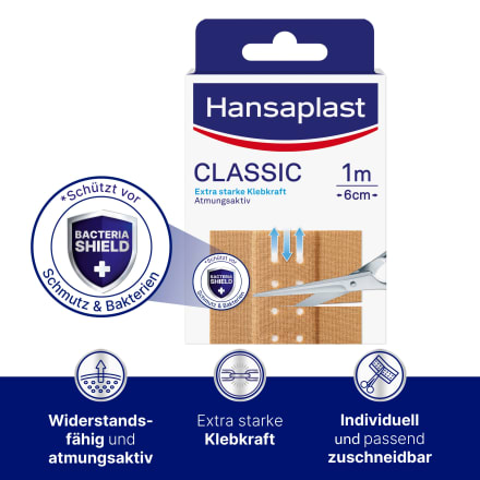 Hansaplast Classic Pflaster 1 m x 6 cm, zuschneidbare Wundpflaster in