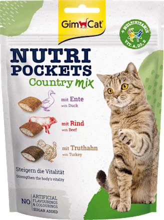 GIMCATKatzenleckerli mit Ente, Rind & Truthahn, Nutri Pockets Country-Mix, 150 gErgänzungsfuttermittel