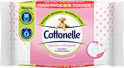 CottonelleFeuchtes Toilettenpapier Sensitiv Pflegend, Maxi Pack, 84 St