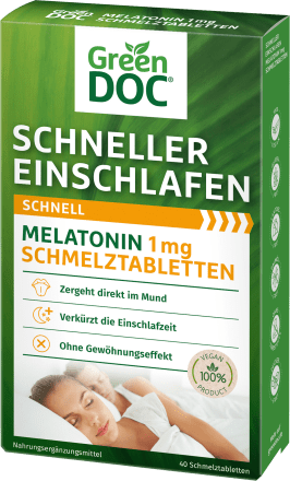 Schneller Einschlafen Melatonin 1mg 40 Tabletten Green Doc