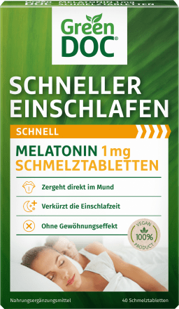 Schneller Einschlafen Melatonin 1mg 40 Tabletten Green Doc