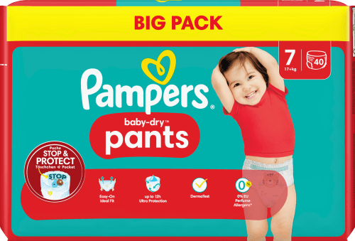 Pampers Baby Pants Baby Dry Taille 7 Extra Large (17+ kg), Pack 40 couches  - Tolo