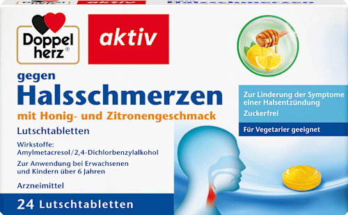 DoppelherzLutschtabletten gegen Halsschmerzen  Honig Zitrone, 24 St