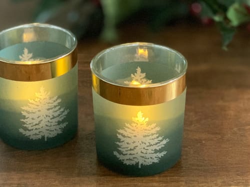 Dekorieren & Einrichten Kerzenglas, Baum, dunkelgrün mit goldenem Rand, 1 St  dauerhaft günstig online kaufen