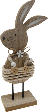 Dekorieren & EinrichtenHolzaufsteller, Hase mit Stoffkordel, beige, 1 St
