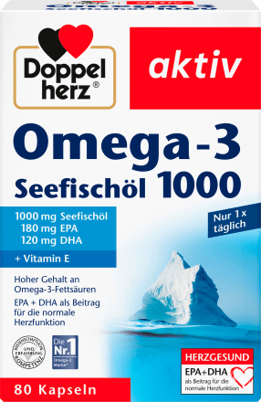 DoppelherzOmega-3 Seefischöl 1000 Kapseln 80 St., 107,8 g
