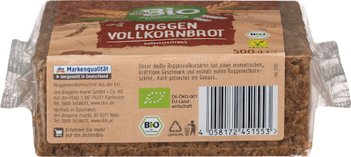 dmBio Brot, Roggen Vollkorn, 500 g dauerhaft günstig online kaufen | dm.de