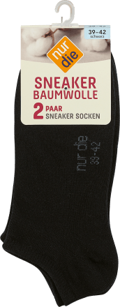 nur die Sneaker Socken Baumwolle schwarz Gr. 39-42 (2 Paar), 4 St