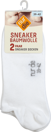 nur die Sneaker weiß St 4 Socken Baumwolle (2 Paar), Gr. 39-42