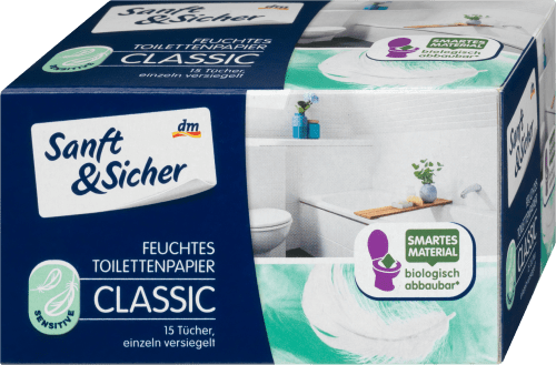 Sanft&SicherFeuchtes Toilettenpapier Classic Sensitive, 15 St