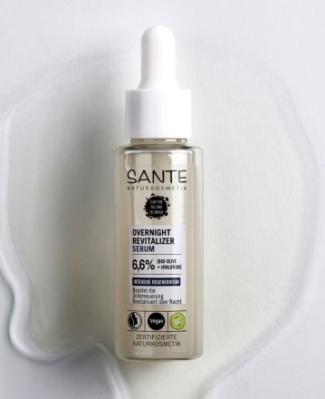 SANTE Naturkosmetik Overnight Serum – 30 Ml, Mit Bio-Olive, Hyaluron & Aloe Vera, Für Revitalisierte Haut