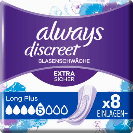 always discreet Einlagen+ bei Blasenschwäche Long Plus, 8 St