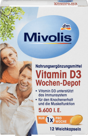 Mivolis Vitamin D3 5600 I.E. Wochen-Depot Weichkapseln 12 St., 5 g
