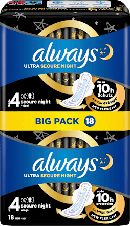 always Ultra-Binden Secure Night 4 mit Flügeln BigPack, 18 St
