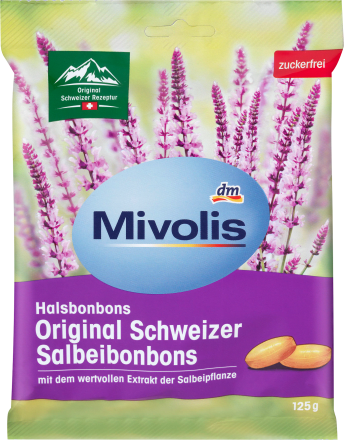 Mivolis Bonbon, Original Schweizer Salbei, zuckerfrei, 125 g