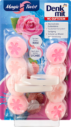 DenkmitWC-Duftstein Magic Twist Rose & Lychee, 2 St