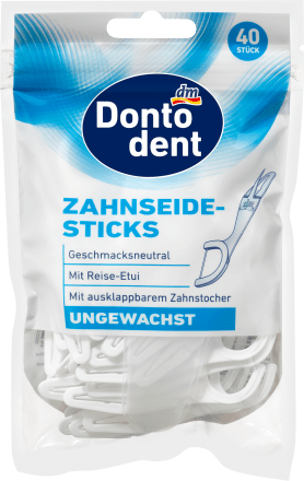 Dontodent Dontodent Zahnseidesticks ungewachst mit Etui, 40 St, 40 St