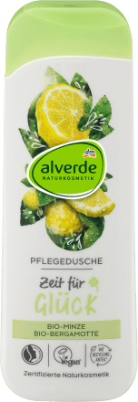 alverde NATURKOSMETIK Pflegedusche Zeit für Glück Bio-Minze Bio-Bergamotte, 250 ml