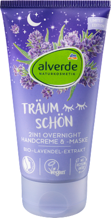 alverde NATURKOSMETIK 2in1 Overnight Handcreme & Maske Bio-Lavendel, 75 ml