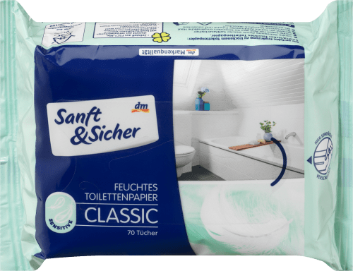 Sanft&SicherFeuchtes Toilettenpapier Classic Sensitive, 70 St