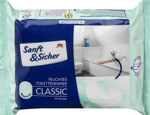 Sanft&SicherFeuchtes Toilettenpapier Classic Sensitive, 70 St