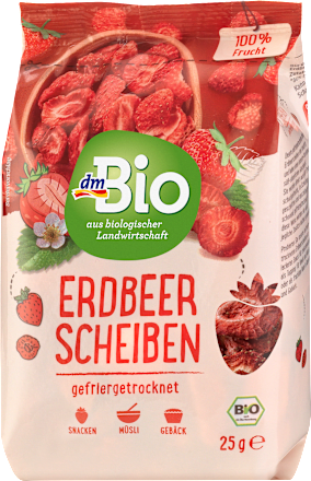 dmBio Trockenfrüchte, Erdbeerscheiben gefriergetrocknet, 25 g