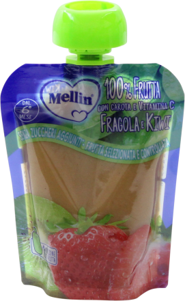 Mellin 100% Mela Fragola Banana Merenda Pastorizzata Purea di Frutta