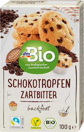 dmBioSchokotropfen Zartbitter, backfest, 100 g