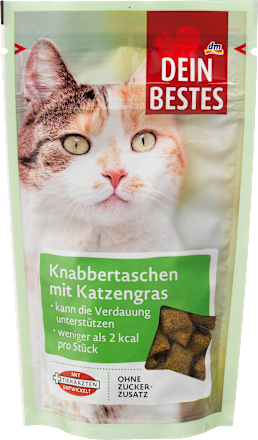 Dein Bestes Katzenleckerli Knabbertaschen mit Katzengras, 65 g