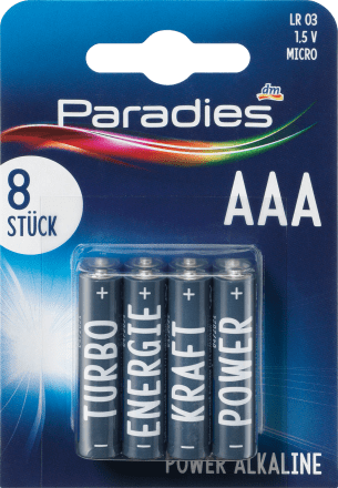 Paradies Power Batterie alcaline AAA, 8 pz Acquisti online sempre  convenienti