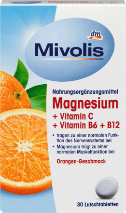 MivolisMagnesium + Vitamin C + Vitamin B6 + B12, Lutschtabletten, 30 St., 45 g