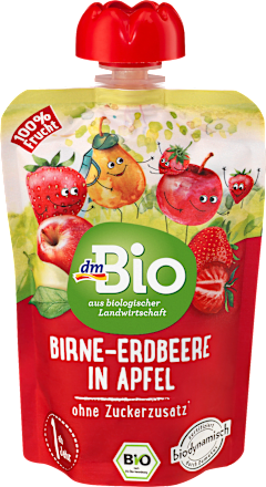 dmBioQuetschie Birne-Erdbeere in Apfel ab 1 Jahr, demeter, 100 gBeikost