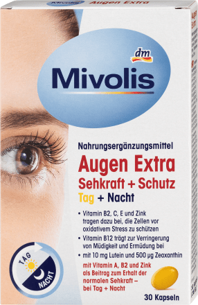 MivolisAugen Extra Sehkraft + Schutz, Tag + Nacht, Kapseln, 30 St., 30 St