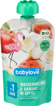 babyloveQuetschie Wassermelone & Banane in Apfel ab 1 Jahr, 100 gBeikost