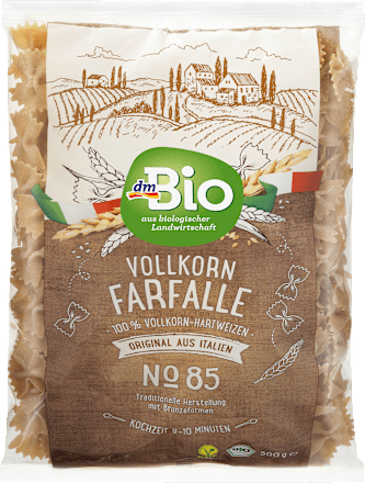 dmBioNudeln, Farfalle aus Vollkorn, Vollkorn-Hartweizen, No.85, 500 g