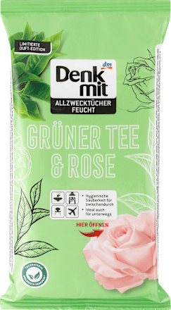 DenkmitFeuchte Allzwecktücher Grüner Tee Rose, 50 St
