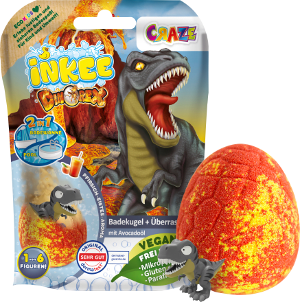 INKEE Kinder Badezusatz Badebombe Surprise Dino, 1 St